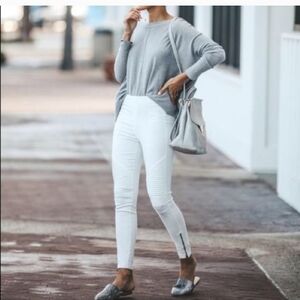 Sleek White Moto Jeggings – Chic, Comfortable & Effortless